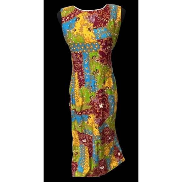 Glazier Dresses & Skirts - Vintage 1970 Charlotta of California Psychedelic Maxi Dress - Twist Front Detail
